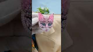 Cute cat Handmade brooch, Gift. Рожева брошка котик ручної роботи 