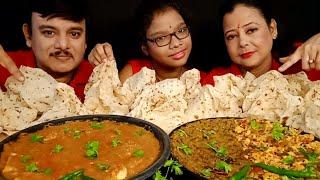 INDIAN ROTI SPICYBUTTER PANEEER MASALA EGG BHURJI BAINGAN BHARTA EATING CHALLENGECHILI ASMR MUK...