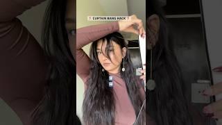 Easy curtain bangs hack #hairstyle #hairhack #hair ￼