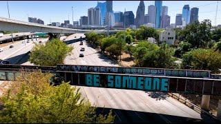 Houston Be Someone Bridge Drone Aerial Video