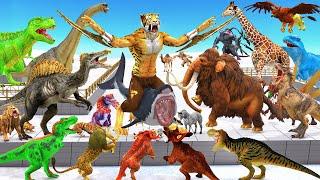 Animals Dinosaurs Death Run Who Will Win the Fight Saber Tooth Tiger Animal Revolt Battle Simulator