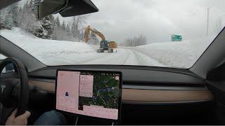 Tesla Model 3 | Drive from Prince George, BC to East Pine Rest Area | Winter 2021