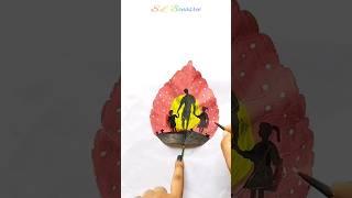 Father's Day Special Leaf Painting Art /Leaf Art#viral #trending #youtubeshorts#leafart#fathersday