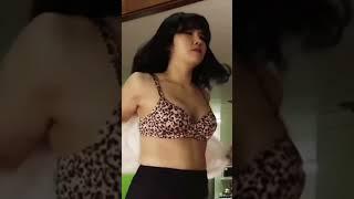 Hot korean girl stripping sexy bra