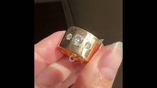 Wide Lab-created Diamond Cigar Band in 14k Yellow Gold