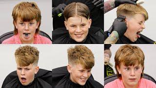 The many faces of my nephew during a haircut lol 