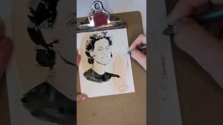 7 min portrait sketching | Liner & watercolor ink  Do you practice quick sketches? #illustration