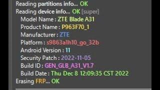 ZTE blade a31 frp unlock tools