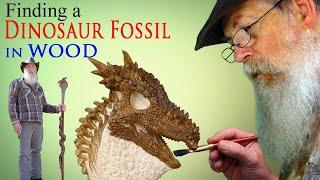 Carving a Dinosaur Fossil Walking Stick in Wood