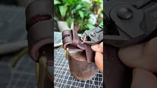 How to use brass rivets #leather #bag #brass  #shorts#copper #rivet  #leathercraft #diy #bagmaking