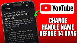 How to Change YouTube Handle Name on Mobile Before 14 Days (2025)