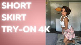 Short mini skirt try-on haul ║ Natural petite body ║ 4K