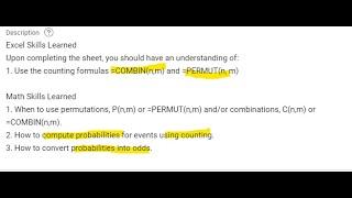 Topic 6 DQ 2 How to use the COMBIN and PERMUT Functions: Counting, Probability, and Odds