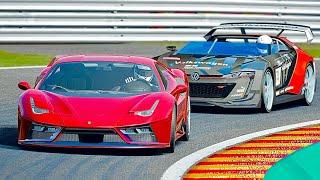 Ferrari 7X Design GTO Vision vs Volkswagen GTI Vision Gran Turismo GR.3 at Spa