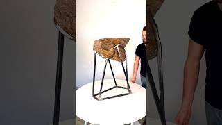 Crafting furniture that embraces nature’s raw beauty.. welding steel around stones #art #metalwork