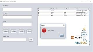 Java GUI crud with MYSQL Database XAMPP #1 - Create Read Update Delete  - INSERT