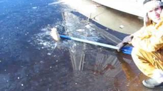 Very big fish under ice stick