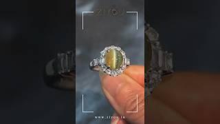 Cat’s eye gemstone ring with moissanite | Gemstone shop in Bangalore | ziyou.in Ziyou Gems & Jewels