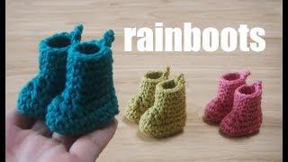 crochet rainboots かぎ針編み 長靴 ブーツの編み方  코바늘 미니장화뜨기