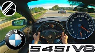 BMW 545i E60 4.4 V8 333 PS Top Speed Drive German Autobahn No Speed Limit POV