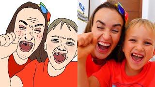 Vlad and Niki help mom funny drawing meme