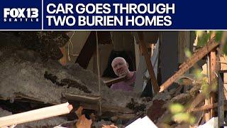 Car crashes through one house, hits another in Burien, WA