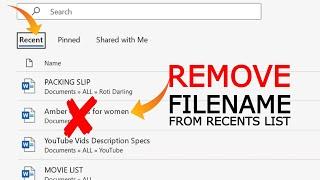 HOW TO REMOVE/DELETE FILENAME FROM RECENT DOCUMENTS LIST IN MICROSOFT WORD