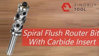 Spiral Flush Router Bit With Carbide Insert, Double Bearing