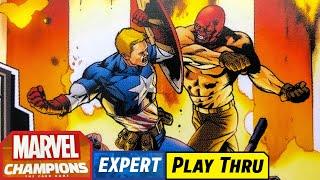 MARVEL CHAMPIONS Expert Play Thru of RED SKULL vs CAPTAIN AMERICA