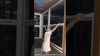 Ztdoorwin#slide up windows custom#vertical sliding window#white framed single hanging window sliding