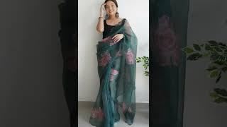 Printed Organza Saree Design  #organzasaree #design #fashion #shorts #explore #youtubeshorts