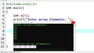 c program to print array elements in reverse order | Learn Coding