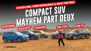 Creta vs Elevate vs Seltos vs Hyryder vs Taigun | Handling, Performance & Ride Compared | ZigWheels