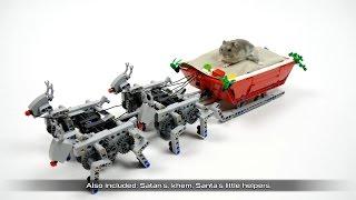 Lego Santa's Sleigh pulled by motorized reindeer