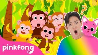 Colorful Monkey Banana Dance + More | Five Little Monkeys | Baby Monkey | Official Pinkfong