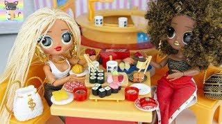 OMG LOL Surprise Dolls SWAG & Royal Bee Eat at Japanese Licca Chan Sushi Restaurant Playset!