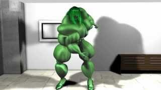 3d animation She-Hulk aka Green Jenny the Female Bodybuilder - Arm flexing