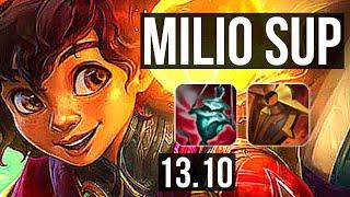 MILIO & Aphelios vs LULU & Jinx (SUP) | Rank 1 Milio, 0/0/11, Rank 13 | KR Challenger | 13.10