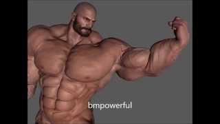 big bodybuilder bicep flexing 3d animation