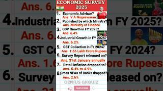 ECONOMIC SURVEY 2025/CURRENT AFFAIRS/GENIUS GKQUIZ #currentaffairs #gk #India #shorts #shortvideo