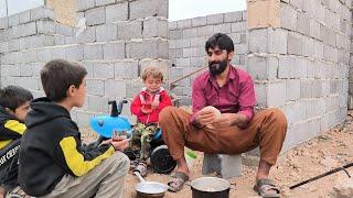 "Siavash children's dance in the heart of construction: happy moments with father and friends"