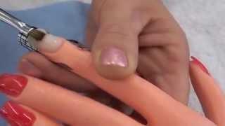 Sculptured nail acrylic for state board exam; plastic finger