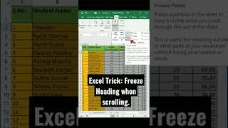 Excel Trick: Freeze Heading when scrolling.