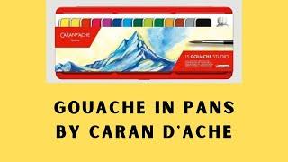 Amazing Gouache in pans by Caran d'Ache, 15 colors: review and demo sketch.