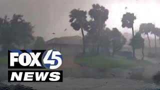 Car dash cameras capture tornado from Hurricane Milton in Port Salerno, Florida