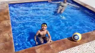 Saksham swimming in happy mood