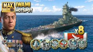 Battleship Iwami: Aggressive play on map Hotspot - World of Warships