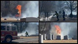 Totowa NJ Fire Dept operates at a brush fire in a cemetery off Totowa Rd near Riverview Dr 3/8/25