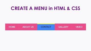 How to Create a Simple Menu in HTML and CSS || HTML & CSS Tutorial