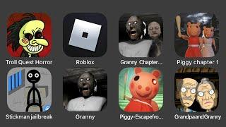 Troll Quest Horror, Roblox Piggy, Granny Chapter Two, Piggy Chapter 1, Stickman Jailbreak, Granny...